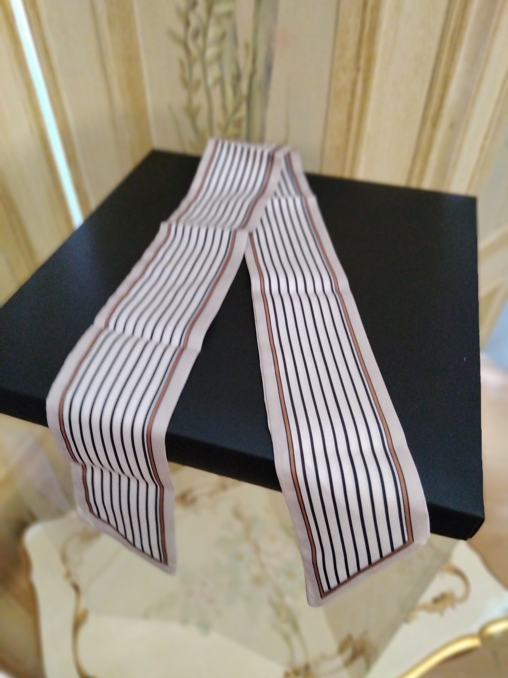 Silky Striped Pink and Black WoMen's Neck Scarf